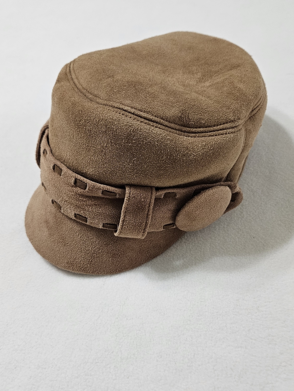 Vintage UGG Australia Suede Baker Boy Hat Chestnut Brown Shearling Cap